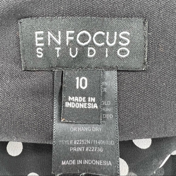 10 Enfocus Studio Black & White Polka Dot Sleeveless Dress Medium Cocktail Event - Picture 6 of 9